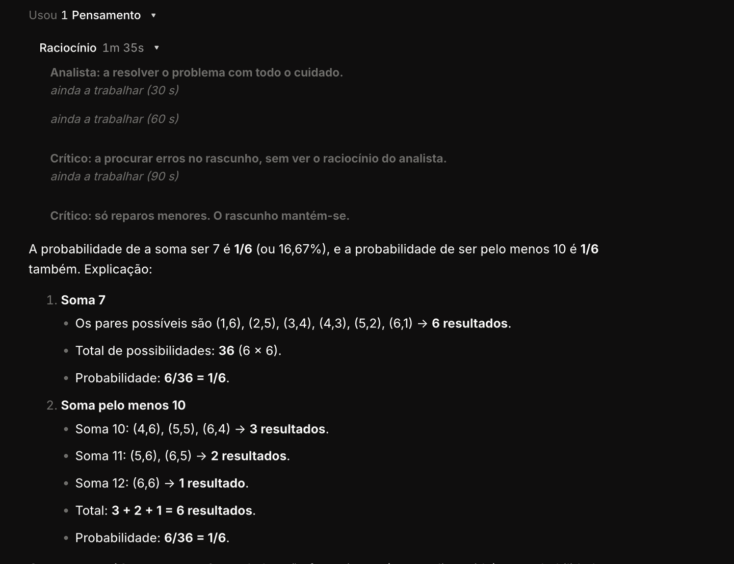 O Kant com o painel de raciocínio: analista, crítico e revisão.